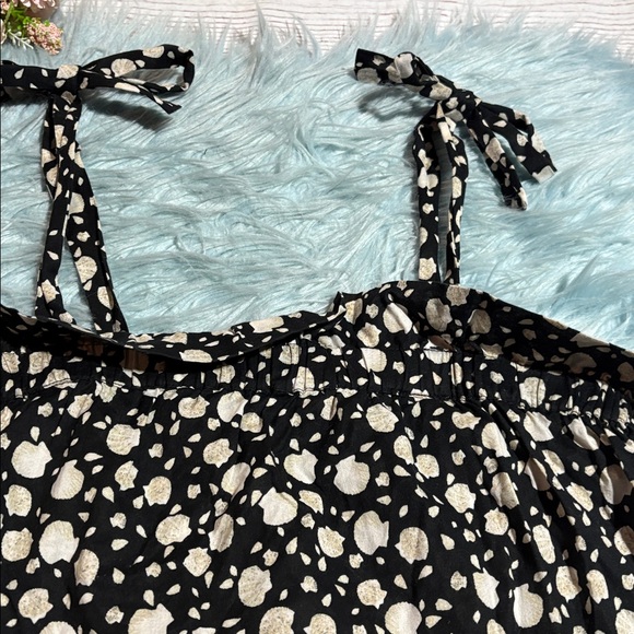 LOFT Sleep Black Cream Shell Tie Strap Sleep Tank sz S - Picture 3 of 7